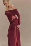 Judy Slinky And Mesh Maxi Skirt Wine