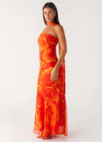 Under The Pagoda Maxi Dress Orange Floral