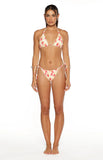 Fitzroy Yellow and Pink Floral Print Beaded Tie Bikini Bottoms
