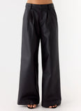 Samuel Low Rise Faux Leather Pants Black