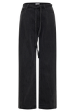 Perrie Mid Rise Straight Leg Tie Jeans Washed Black
