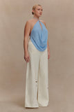 Katalina Chiffon Cowl Halter Top Sky Blue