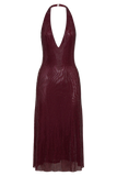 Genie Diamante Halter Midi Dress Mahogany