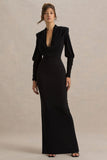 Kaylee Black Cowl Neck Maxi Dress With Draping Details