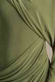 Aphra Green High Neck Maxi Dress With Cape Sleeve