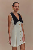 Oli Sleeveless Contrast Mini Dress Ivory Black