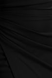 Lola Black Asymmetric Neck Maxi Dress With Ruched Detailing And Front High Split