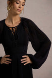Namir Black High Low Chiffon Maxi Dress