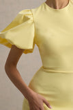 Dakota Lemon Puff Sleeve Midi Dress