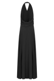 Santal Floral Chiffon Halter Maxi Dress Black