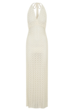 Deeliah Halterneck Crochet Maxi Dress Ivory