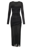 Kate Mesh And Nylon Maxi Dress Black