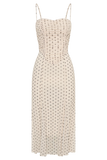 Willa Gathered Mesh Midi Dress Polka Dot