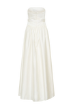 Florence Strapless Belted Maxi Dress White
