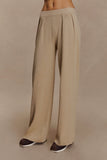 Frannie Gathered Silk Blend Knit Pants Sand