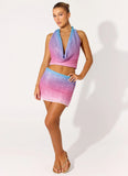 One More Time Sequin Knit Mini Skirt Disco Ombre