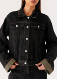 Back Again Oversized Denim Jacket Acid Charcoal