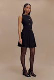Mackenzie Sleeveless Pleated Mini Dress Black