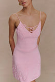 Brullo Embroidery Knit Mini Dress Baby Pink