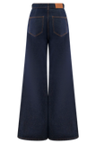 Jen Wide Leg Flare Denim Jeans Indigo Blue