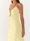 Flora Satin Maxi Dress Lemon