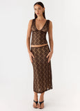 Malachie Lace Midi Skirt Chocolate