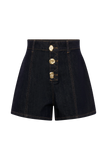 Demi High Waisted Denim Shorts Washed Indigo Blue