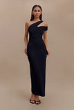 Anastasia One Shoulder Modal Midi Dress Black