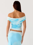 Moka Off Shoulder Top Blooming Blue