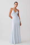 Maely Gathered Slinky Maxi Dress Pale Blue