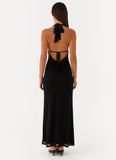 Polina Beaded Halterneck Maxi Dress Black