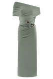 Kendra Scuba Jersey Midi Dress With Hardware Sage
