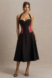 Tillie Black Halter Neck Midi Dress