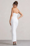 Chosen White Bandeau Wrap Maxi Dress With Feather Trim
