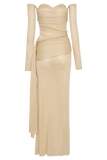 Ingrid Metallic Knit Maxi Dress Bronze
