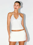 Lori beaded Halter Top Ivory