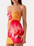 Yura Mini Dress Orange Floral Spritz