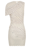 Adrienne One Shoulder Mesh Mini Dress Polka Dot