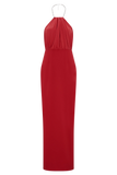 Elina Satin Necklace Maxi Dress Red