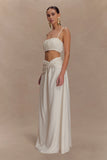Scottie Shirred Linen Bandeau Oat Marle