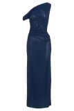 Kenny Diamante One Shoulder Maxi Dress Navy