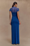 Wyatt Slinky And Mesh Maxi Dress Cobalt Blue