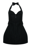 Ella Bow Detail Halter Mini Dress Black