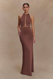 Albion Beaded Slinky Maxi Dress Chocolate