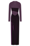 Davina Velvet And Mesh Maxi Dress Purple