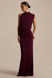 Umaira Burgundy High Neck Maxi Dress