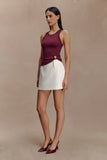 Lola Ribbed Sleeveless Top With Hardware Burgundy