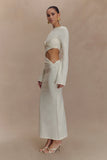 Azariah Long Sleeve Knit Midi Dress Ivory