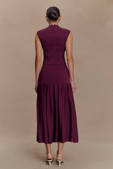 Romaine Bandage Knit Midi Skirt Wine
