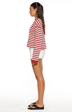 So Breezy Burgundy Stripe Long Sleeve Top